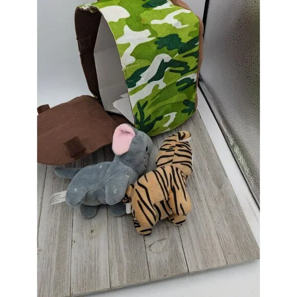 Midwood Forest Animal House Plush Play Set Stuffed Elephant Tiger Carrier - Picture 1 of 10